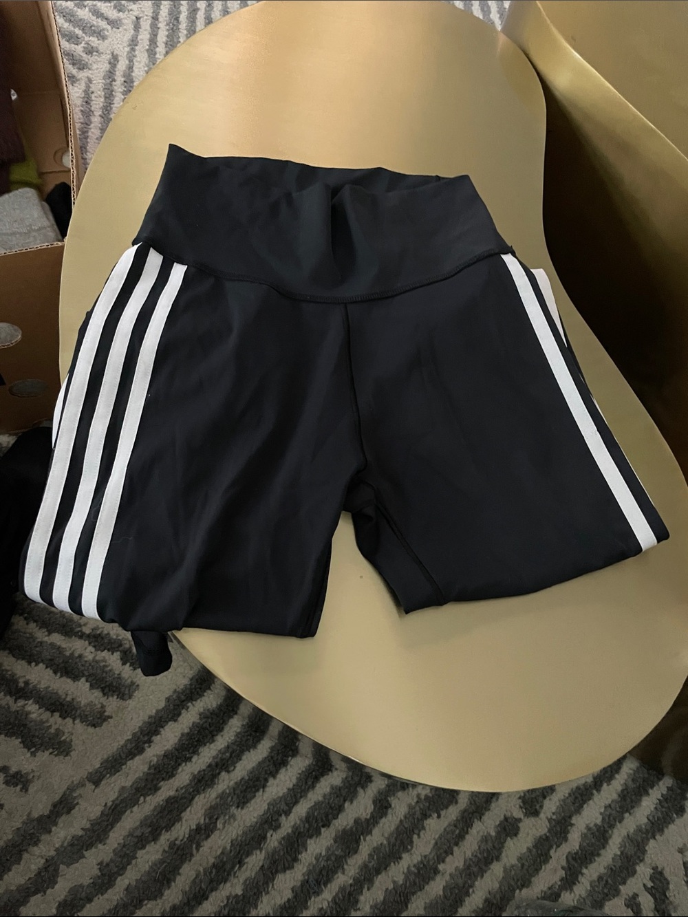 Adidas Black Women's Athletic leggings with White Side Stripes